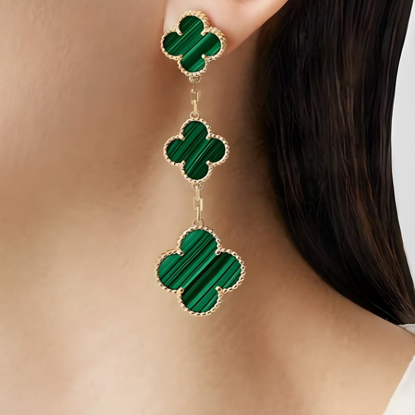 CLOVER DELUXE EARRINGS | GREEN